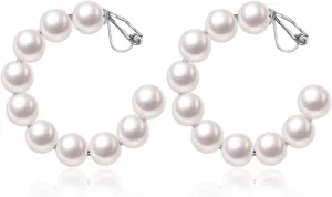 Ritach Clip on Earrings for Women 14K Gold Silver Plated Hoop Pearl Earrings Minimalist Jewelry for Women