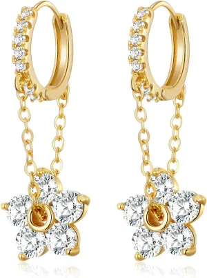 Ritach Gold Chain Earrings for Women Trendy Dainty 925 Sterling Silver Post 14k Gold Plated Chain Tassel Dangle Hoop Earrings for Gifts