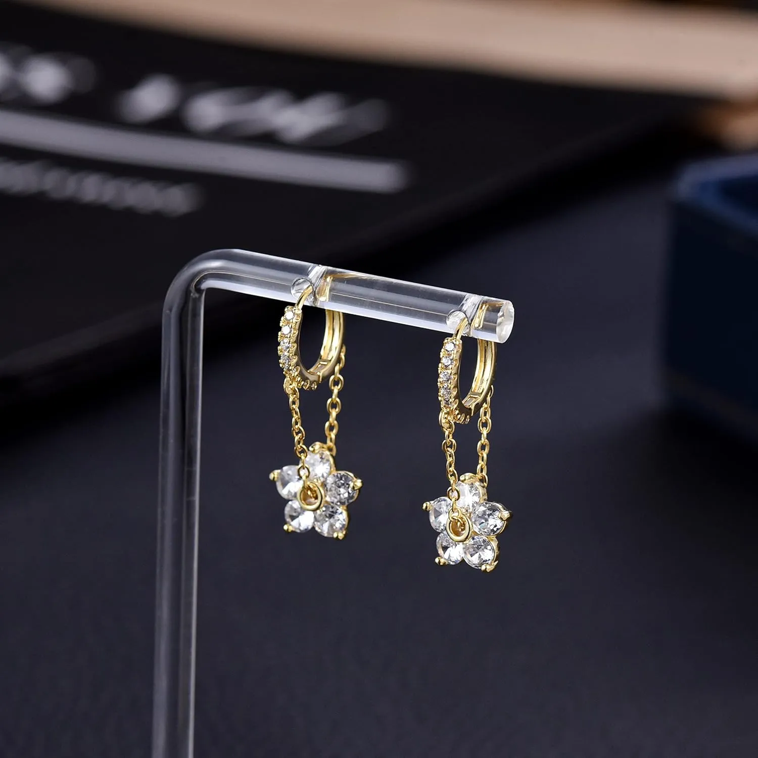 Ritach Gold Chain Earrings for Women Trendy Dainty 925 Sterling Silver Post 14k Gold Plated Chain Tassel Dangle Hoop Earrings for Gifts