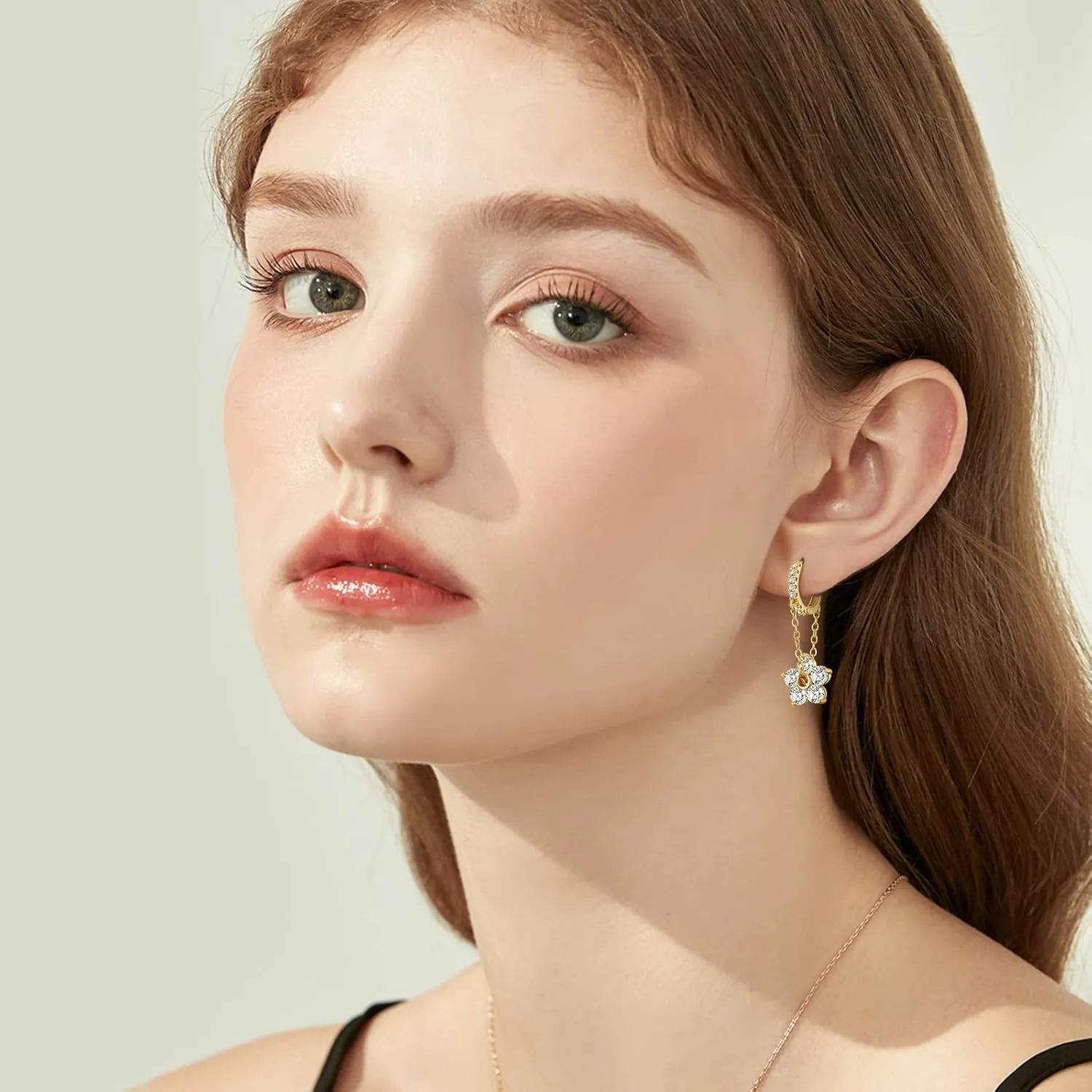 Ritach Gold Chain Earrings for Women Trendy Dainty 925 Sterling Silver Post 14k Gold Plated Chain Tassel Dangle Hoop Earrings for Gifts