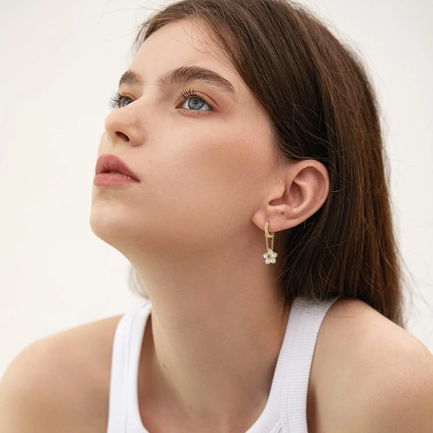 Ritach Gold Chain Earrings for Women Trendy Dainty 925 Sterling Silver Post 14k Gold Plated Chain Tassel Dangle Hoop Earrings for Gifts