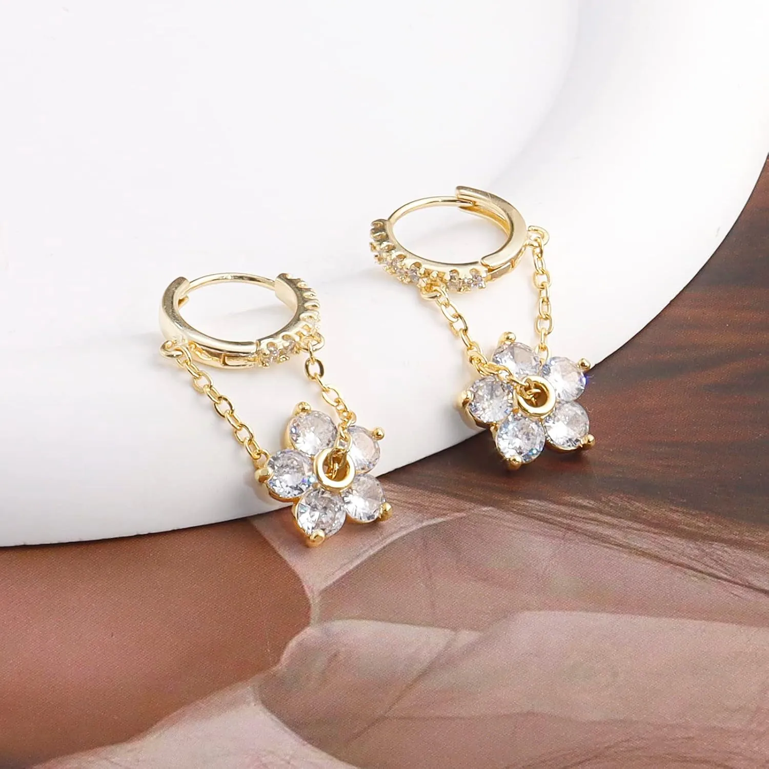 Ritach Gold Chain Earrings for Women Trendy Dainty 925 Sterling Silver Post 14k Gold Plated Chain Tassel Dangle Hoop Earrings for Gifts