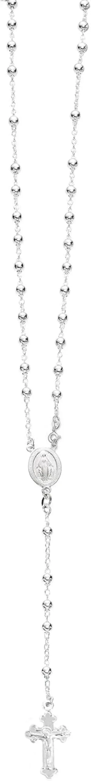 Ritastephens - Italian Sterling Silver Chain | Cross Necklace | 3mm Rosary Bead Virgin Mary Cross | Sterling Silver Necklace | Women's Jewelry | Designed in Italy | 20 Inch