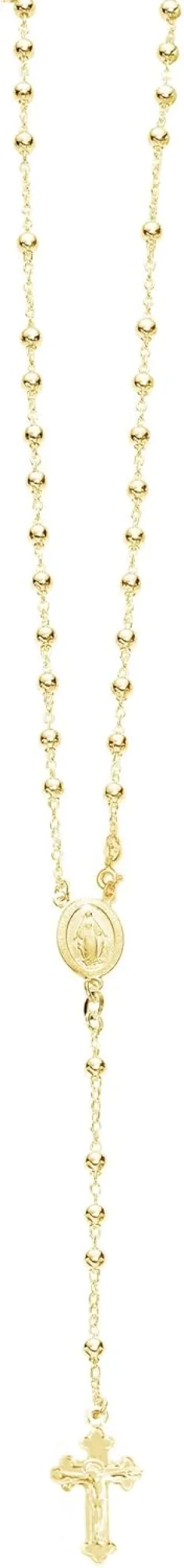 Ritastephens - Italian Sterling Silver Gold-tone Chain | Cross Necklace | 3mm Rosary Bead Virgin Mary Cross Necklace | Sterling Silver Necklace for Women | Women Jewelry | Designed in Italy | 20