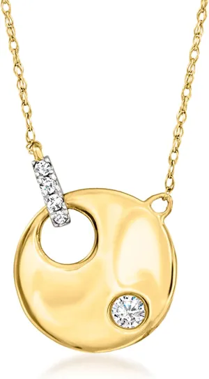 Ross-Simons 0.10 ct. t.w. Diamond Circle Necklace in 14kt Yellow Gold