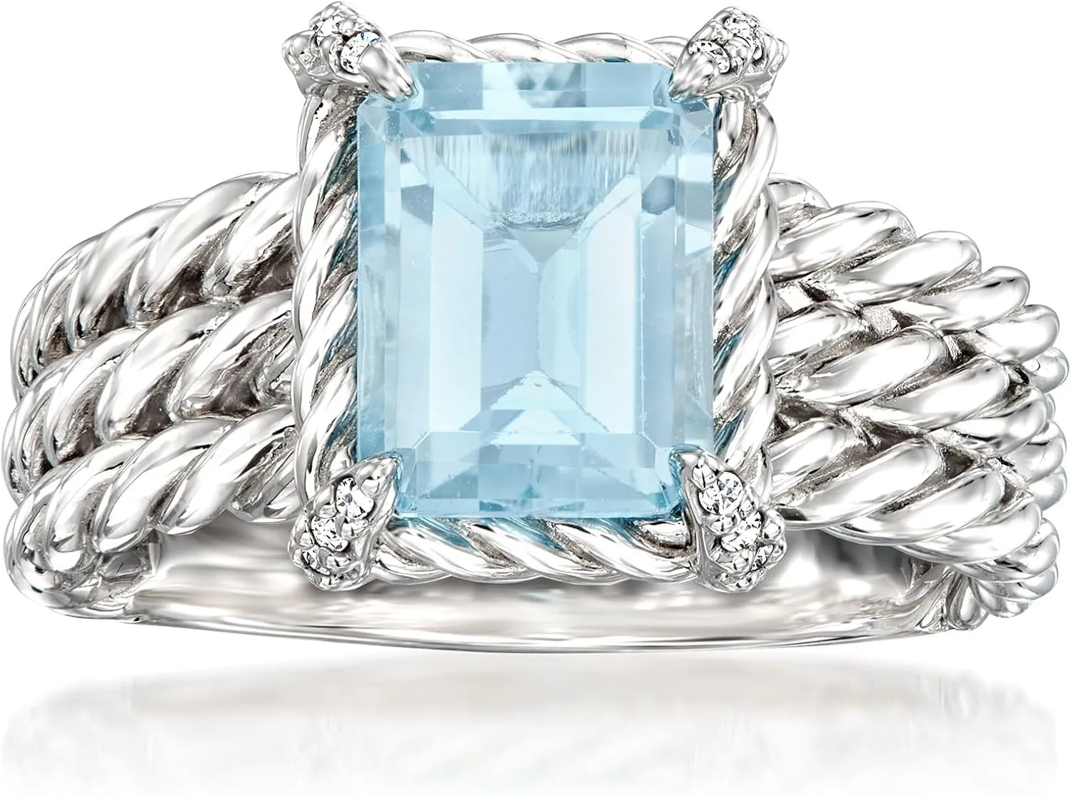 Ross-Simons 3.00 Carat Sky Blue Topaz Ring With White Topaz in Sterling Silver