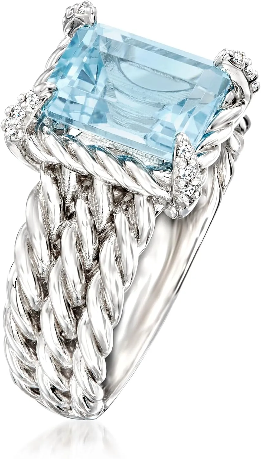 Ross-Simons 3.00 Carat Sky Blue Topaz Ring With White Topaz in Sterling Silver