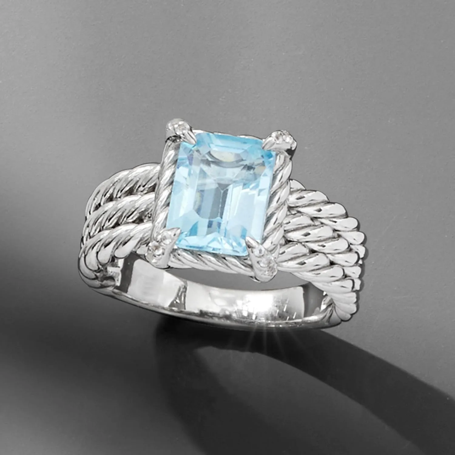 Ross-Simons 3.00 Carat Sky Blue Topaz Ring With White Topaz in Sterling Silver