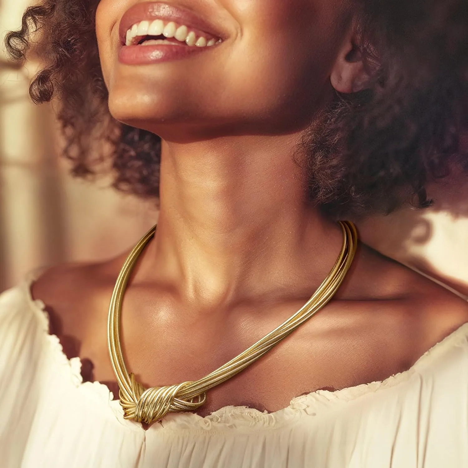 Ross-Simons Italian Flex Knot Necklace With 18kt Gold Over Sterling Clasp