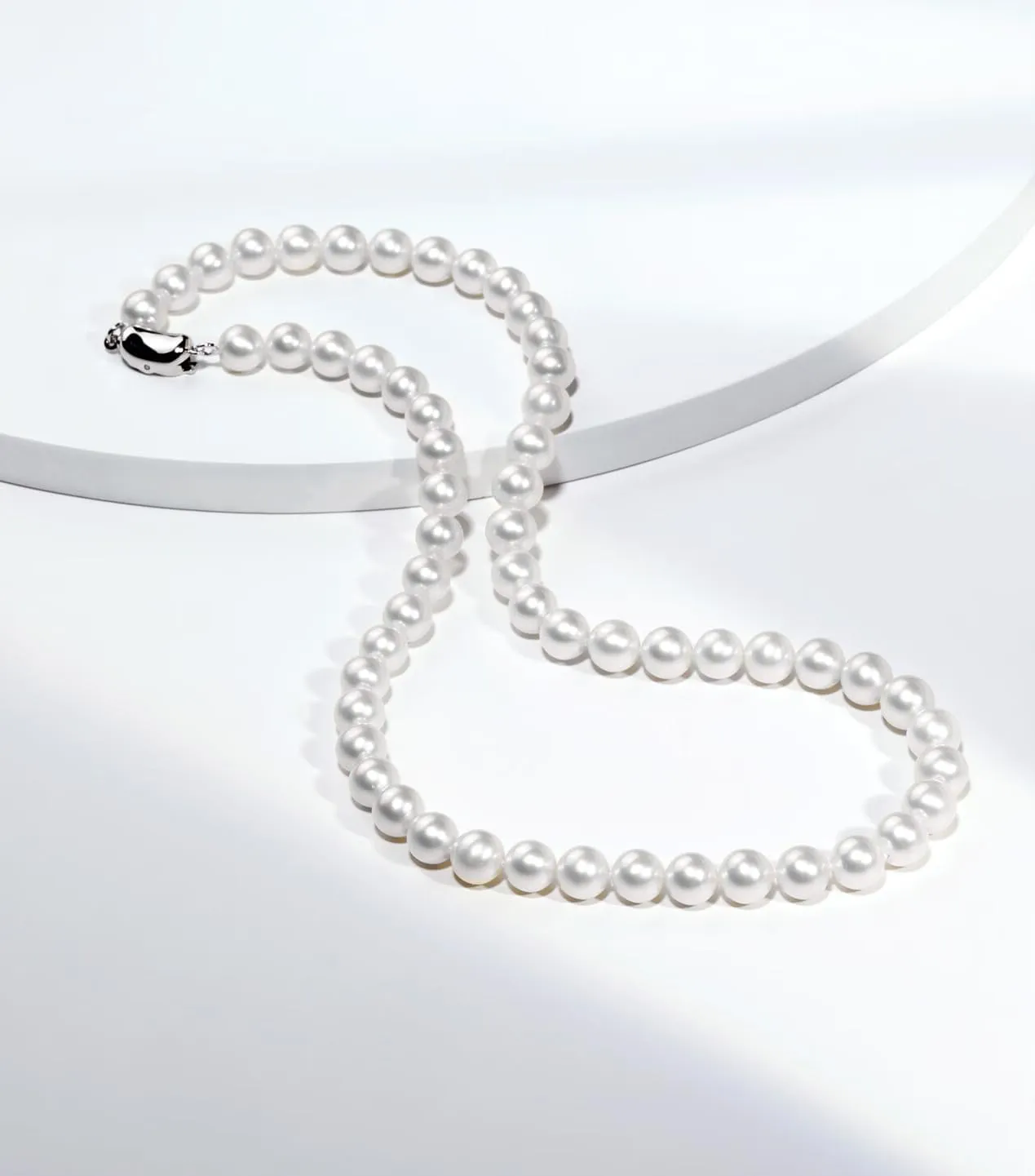Round White Simulated Shell Pearl Necklace 16"-24" Length Unisex Pearl Strand for Women and Men