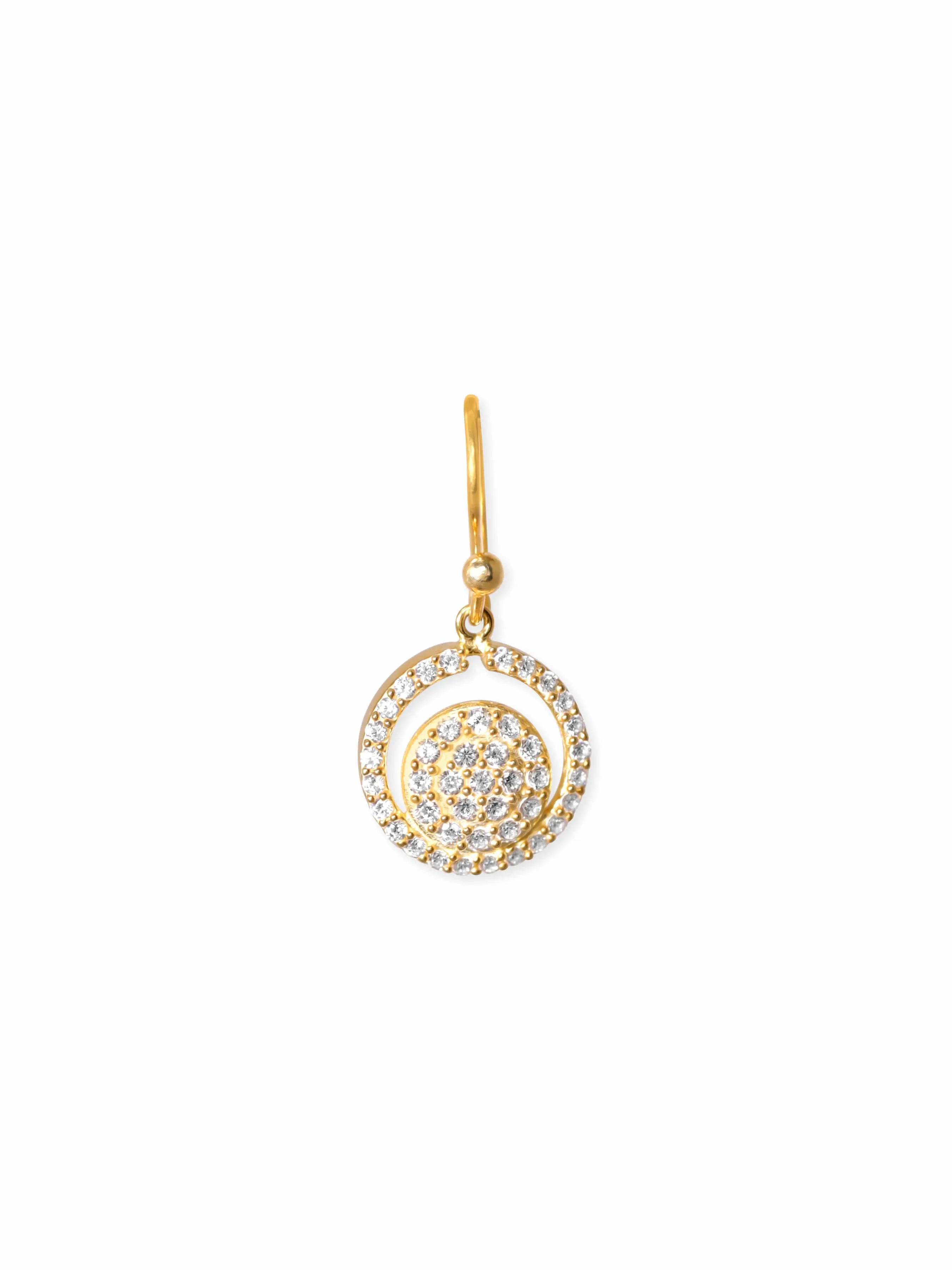 Rubans Silver 22K Gold Plated 925 Sterling Silver Pave Zirconia Studded Drop Dangle Earrings