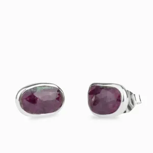 Ruby Zoisite Stud Earrings
