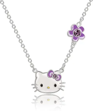 SALLY ROSE Sanrio Hello Kitty Birthstone Necklace 18" - Silver Plated Hello Kitty Necklace with Birthstone Officially Licensed