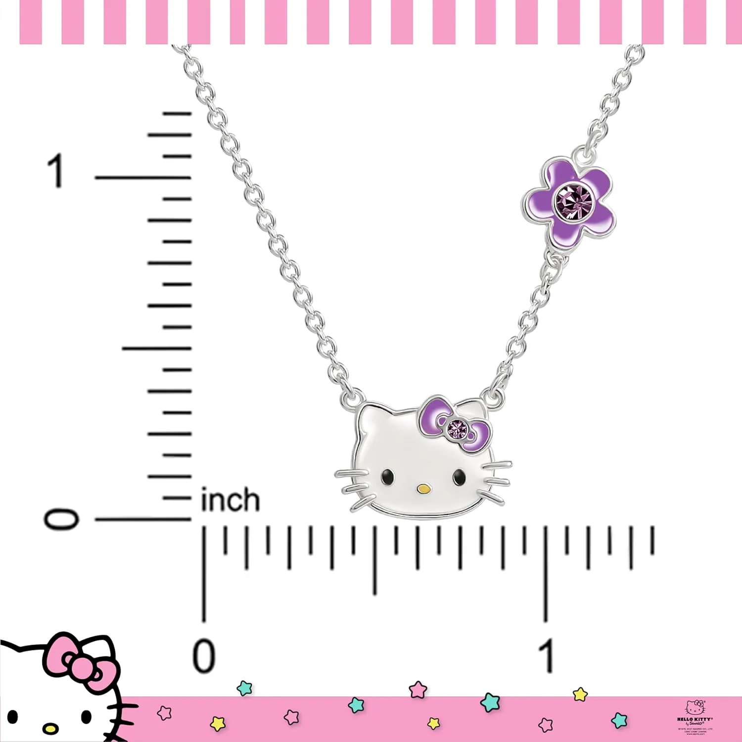 SALLY ROSE Sanrio Hello Kitty Birthstone Necklace 18" - Silver Plated Hello Kitty Necklace with Birthstone Officially Licensed