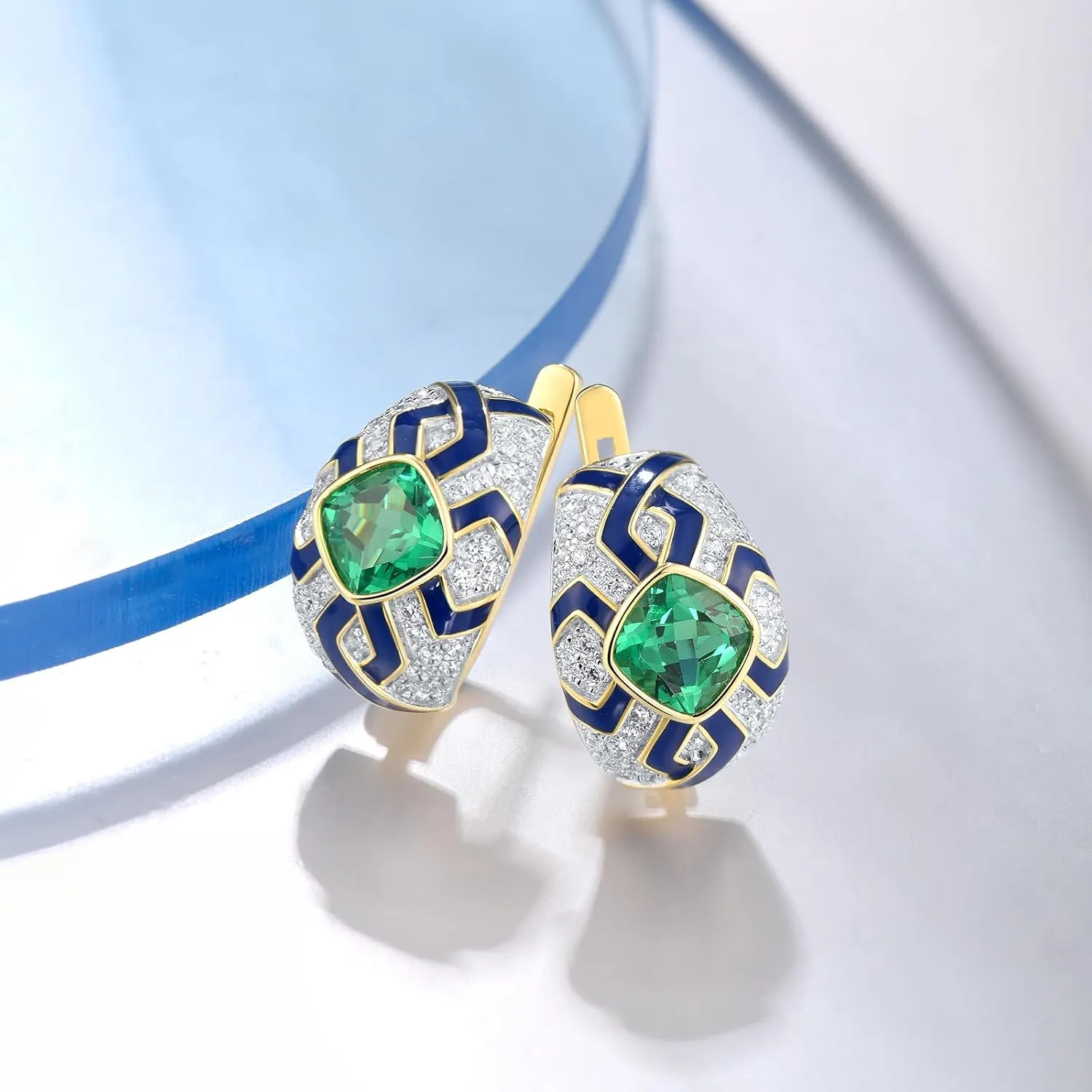 Santuzza 925 Sterling Silver Enamel Geometric Pattern Dangle Earrings for Women