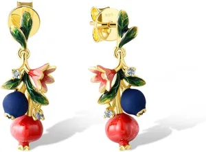 Santuzza 925 Sterling Silver Gemstone Enamel Flower Earrings
