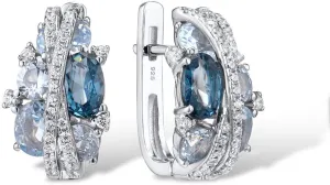Santuzza 925 Sterling Silver Twist Dangle Earrings Cubic Zirconia Drop Earrings for Women