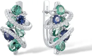 Santuzza 925 Sterling Silver Twist Dangle Earrings Cubic Zirconia Drop Earrings for Women
