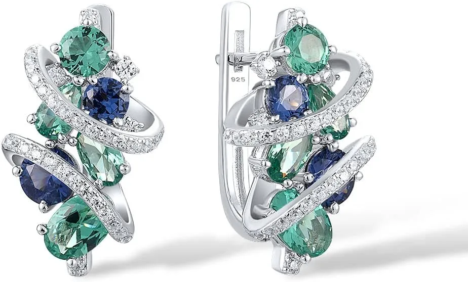 Santuzza 925 Sterling Silver Twist Dangle Earrings Cubic Zirconia Drop Earrings for Women