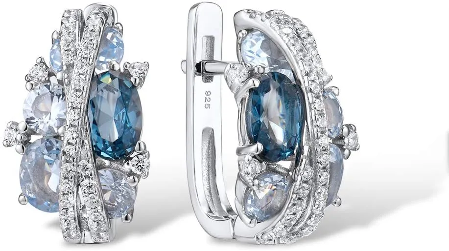 Santuzza 925 Sterling Silver Twist Dangle Earrings Cubic Zirconia Drop Earrings for Women
