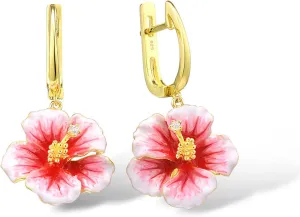 Santuzza Sterling Silver Gemstone Enamel Flower Earrings