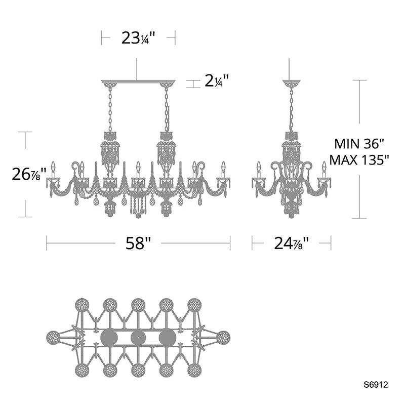 Schonbek S6912 Sterling Linear 12-lt 58" Chandelier