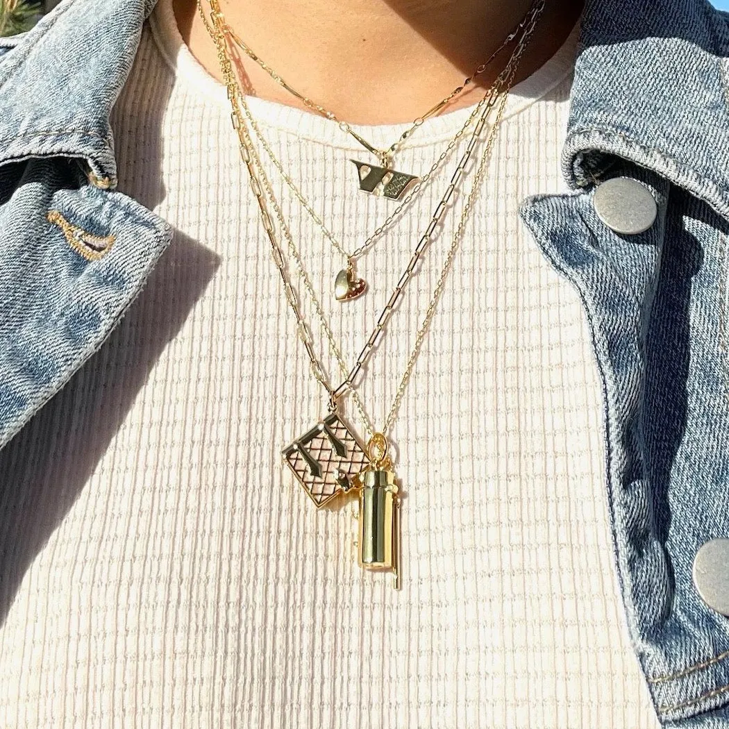 Secret Diary Book Locket (Pearl) - Gold