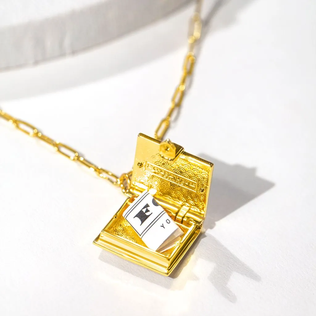 Secret Diary Book Locket (Pearl) - Gold