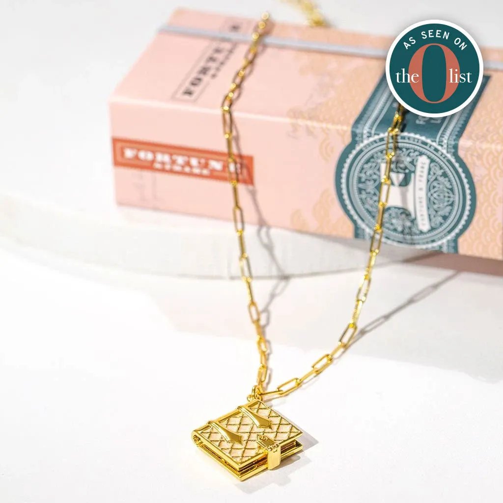 Secret Diary Book Locket (Pearl) - Gold