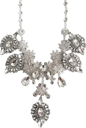 Secret for Longevity Classic Art Deco Clear Crystal Rhinestone Antique Retro Style Statement Choker Wedding Bridal Prom Chunky Necklace