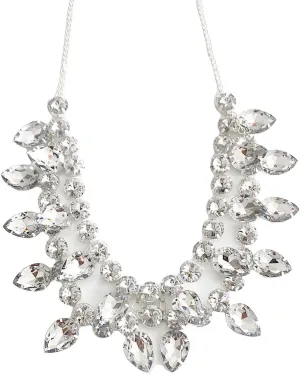 Secret for Longevity Silver Tone Antique Vintage Retro Art Deco Style Flapper Diamond Rhinestone Chunky Statement Wedding Bridal Prom Necklace