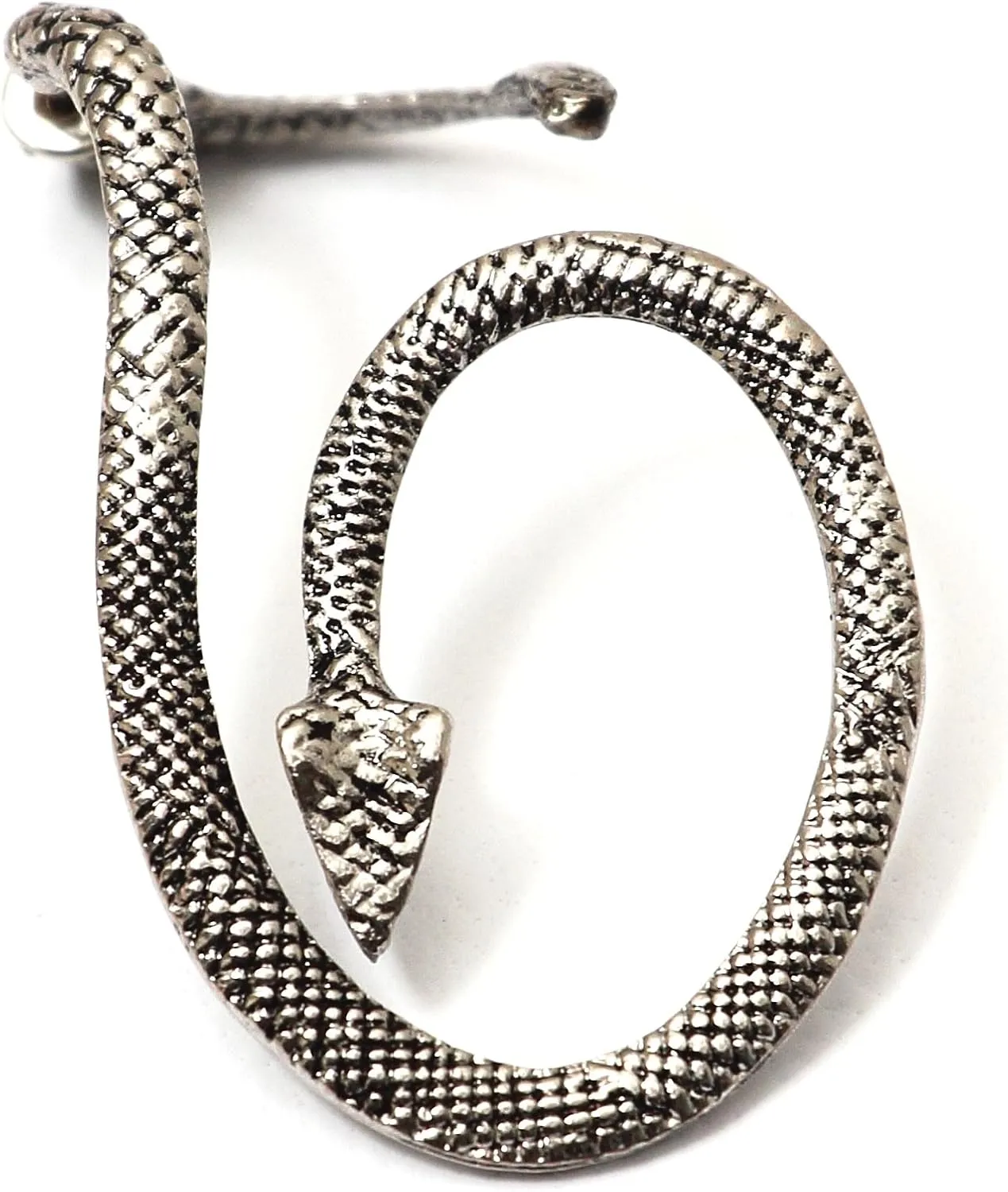 Serpent Earring Ear Cuff Metal Wrap Silver Tone CA05 Exotic Snake Leviathan Fashion Jewelry