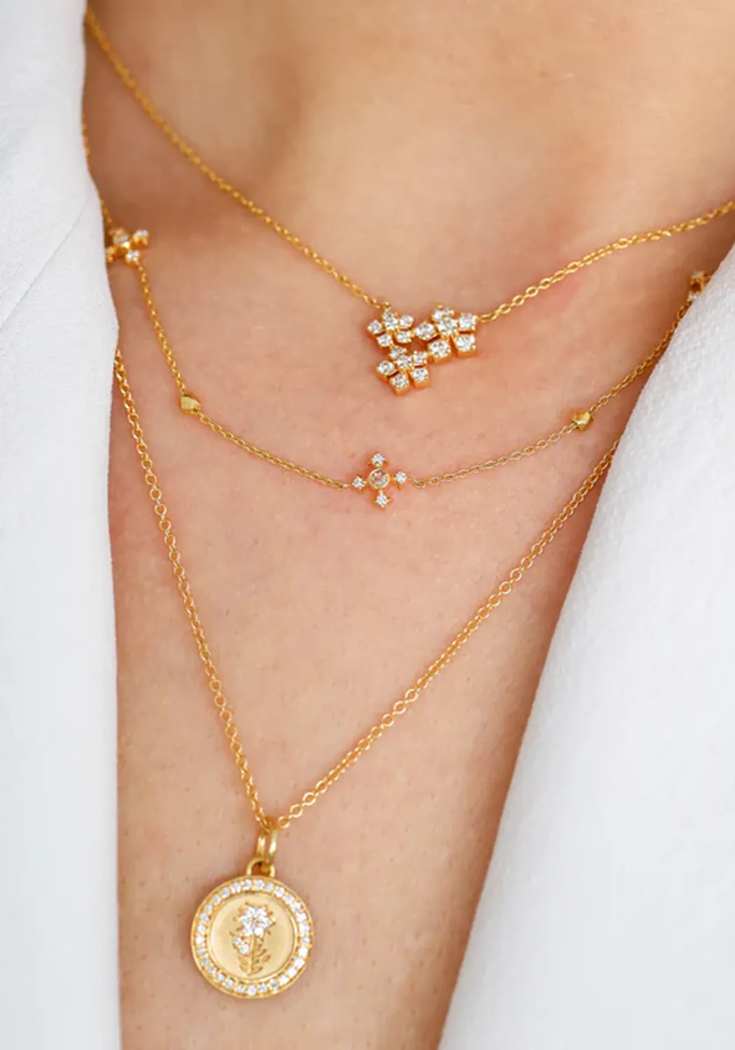 Sethi Couture Enchanted Garden Triple Flower Diamond Necklace