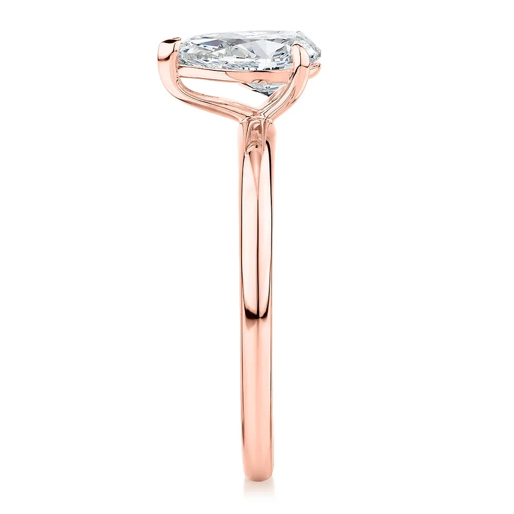 Signature Simulant Diamond 1.00 carat* pear solitaire engagement ring in 14 carat rose gold