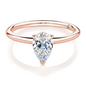 Signature Simulant Diamond 1.00 carat* pear solitaire engagement ring in 14 carat rose gold