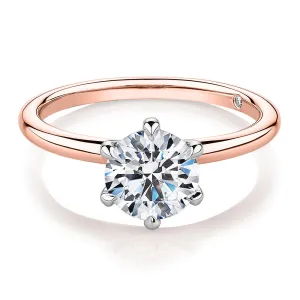 Signature Simulant Diamond 1.50 carat* round brilliant solitaire engagement ring in 14 carat rose and white gold