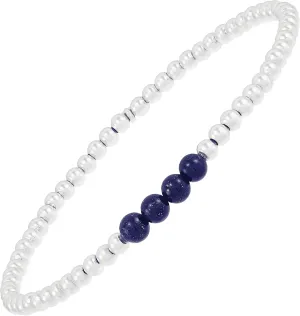 Silpada 'Loyalty' Natural Lapis Lazuli Stretch Bracelet in Sterling Silver, 6.75" (4mm)