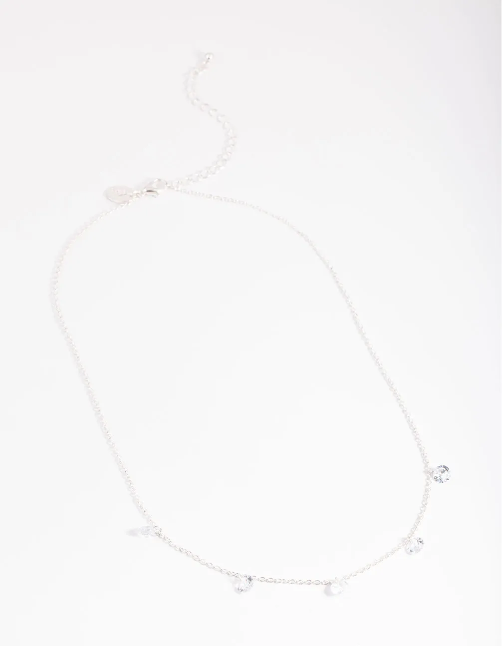 Silver Cubic Zirconia Droplet Necklace