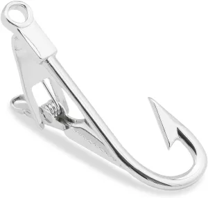 Silver Fishhook Tie Bar Silver Rhodium Plating Silver Fishhook Tie Bar