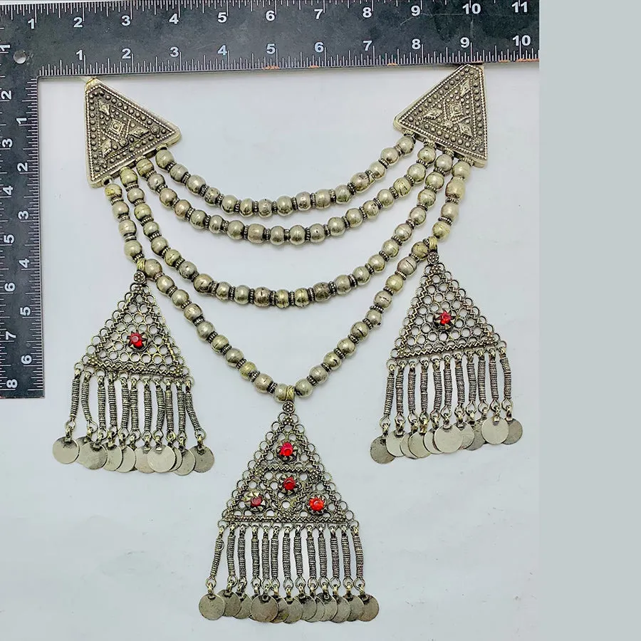 Silver Gypsy Vintage Necklace With Dangling Pendants