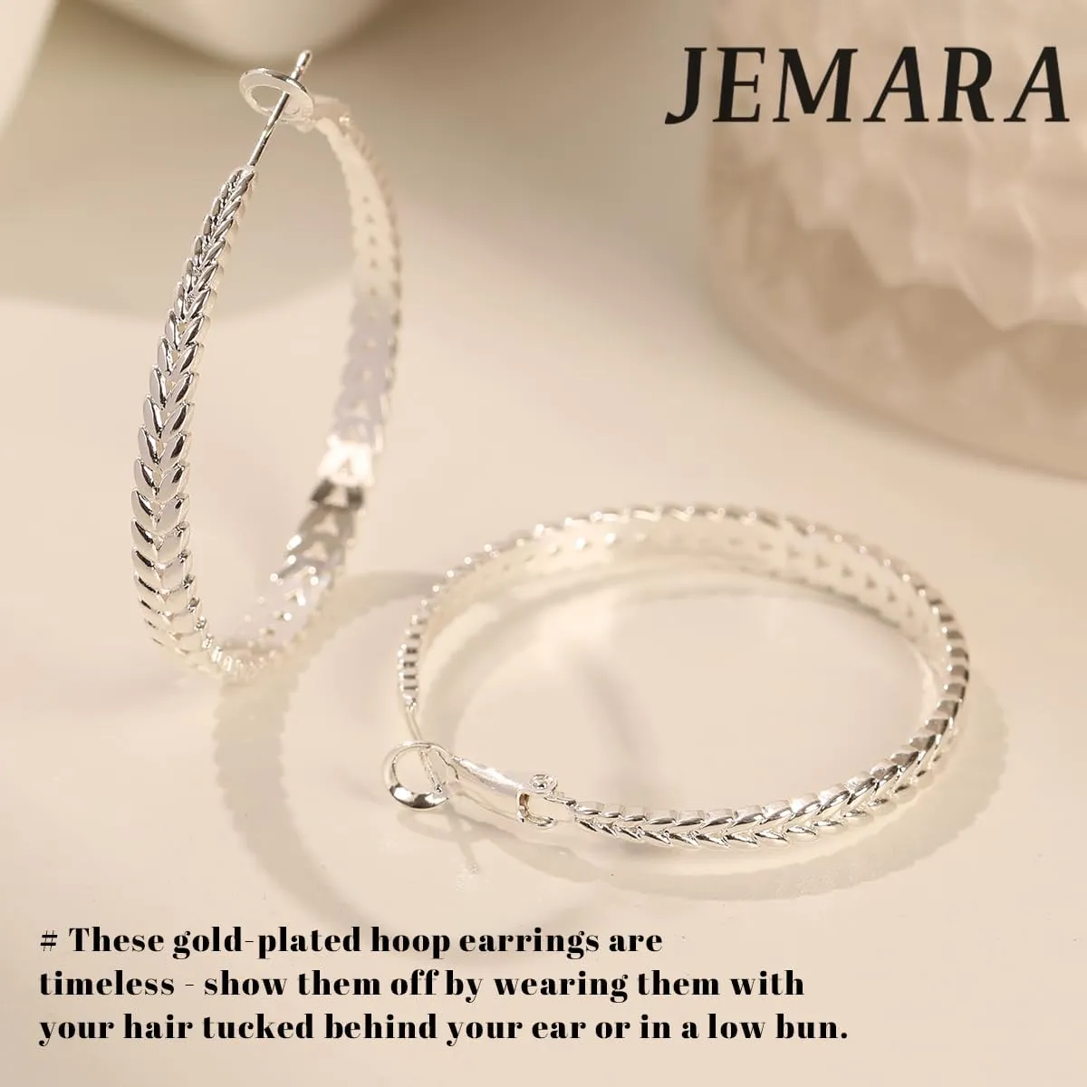Silver Hoop Earrings for Women Hypoallergenic 925 Sterling Silver Post Hoop Earrings Lightweight Thick Large Silver Hoop Earrings 30/40/50MM