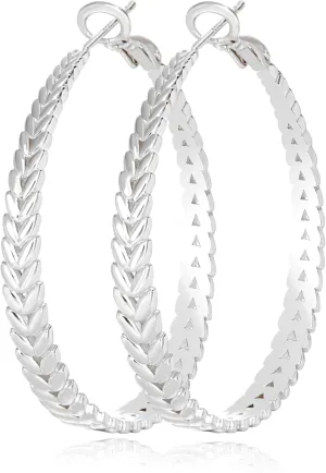 Silver Hoop Earrings for Women Hypoallergenic 925 Sterling Silver Post Hoop Earrings Lightweight Thick Large Silver Hoop Earrings 30/40/50MM