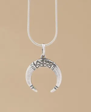 Silver Horn Tribal Pendant