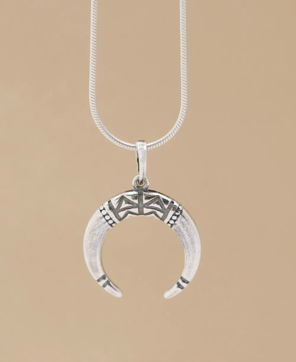Silver Horn Tribal Pendant