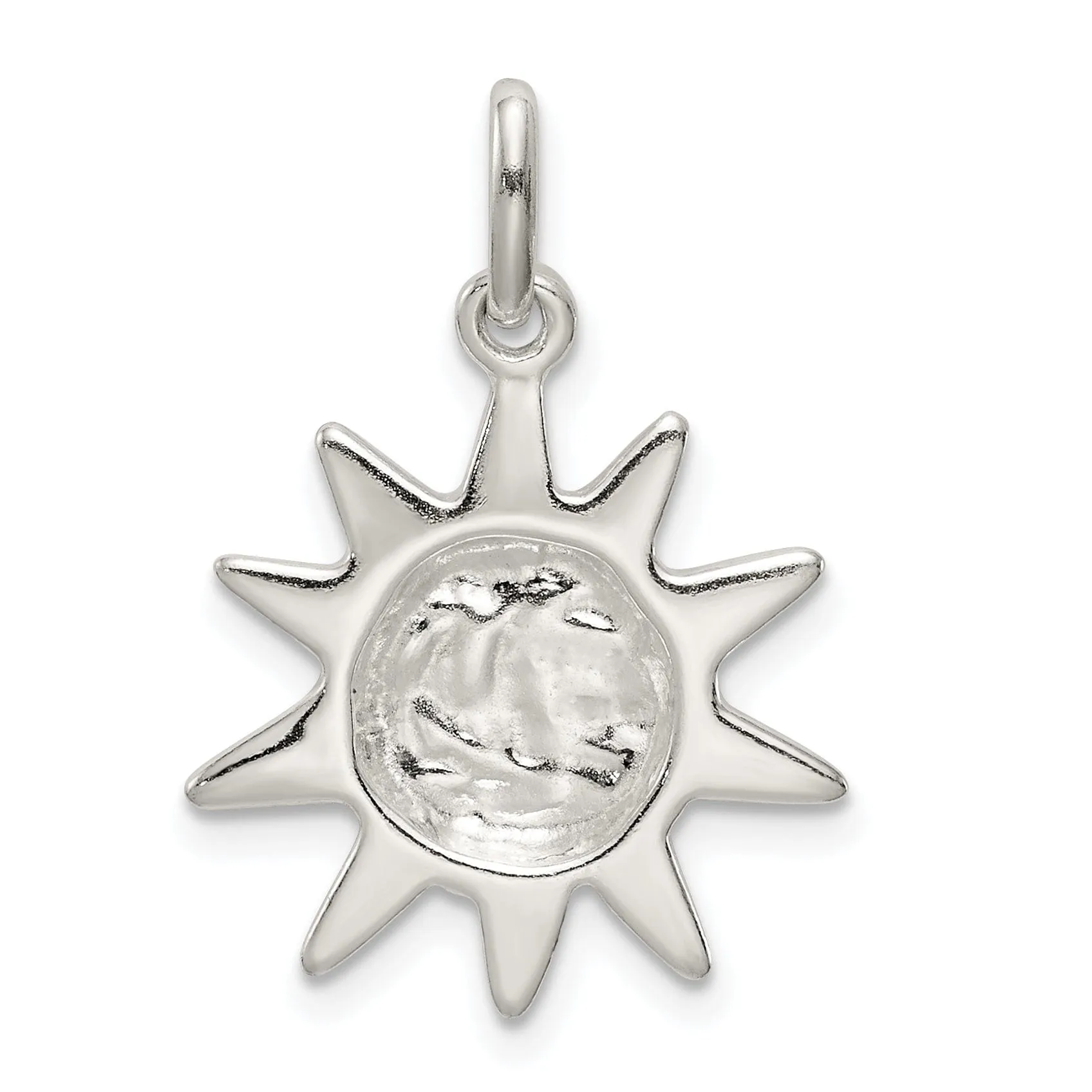 Silver Polished Finish Sun Charm Pendant