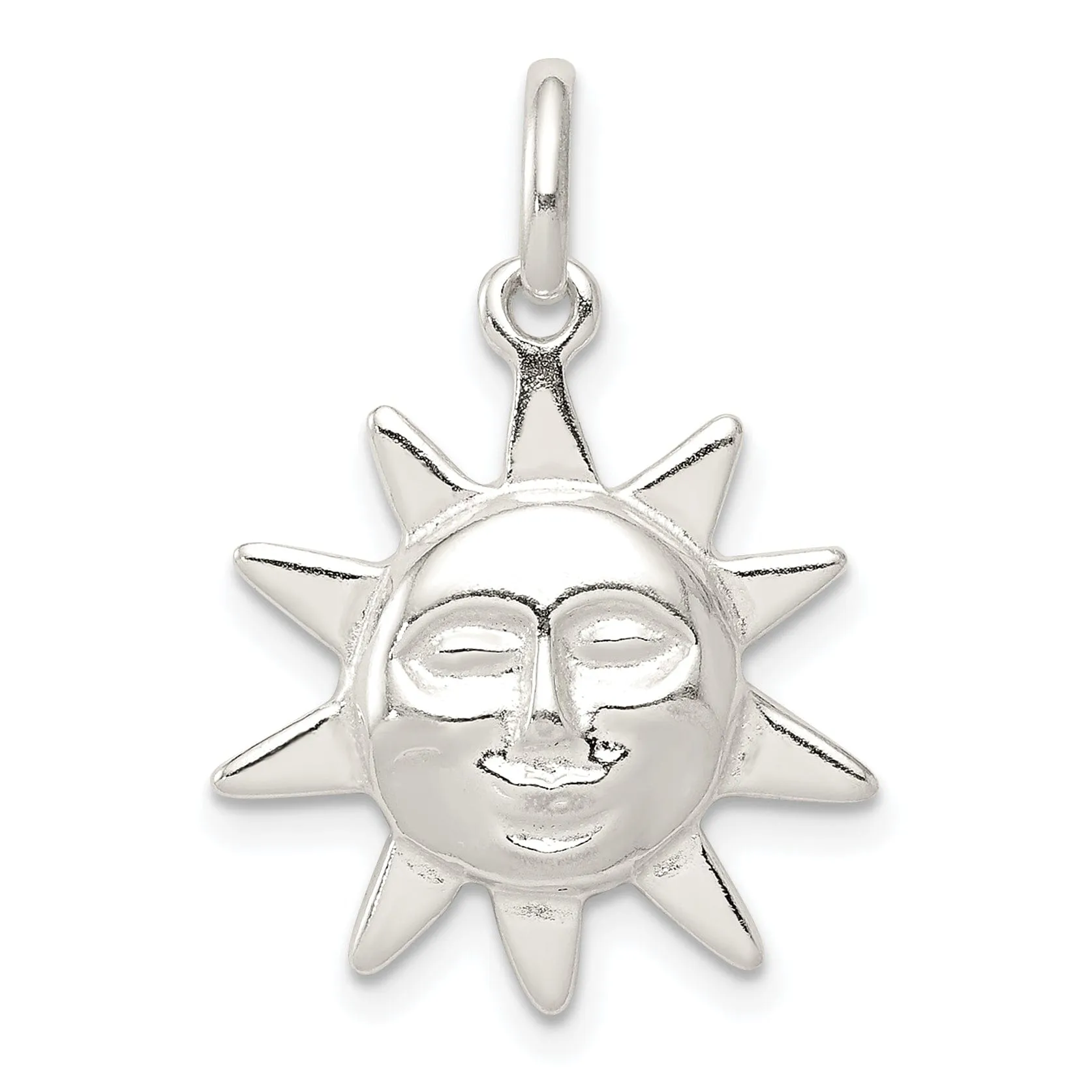 Silver Polished Finish Sun Charm Pendant