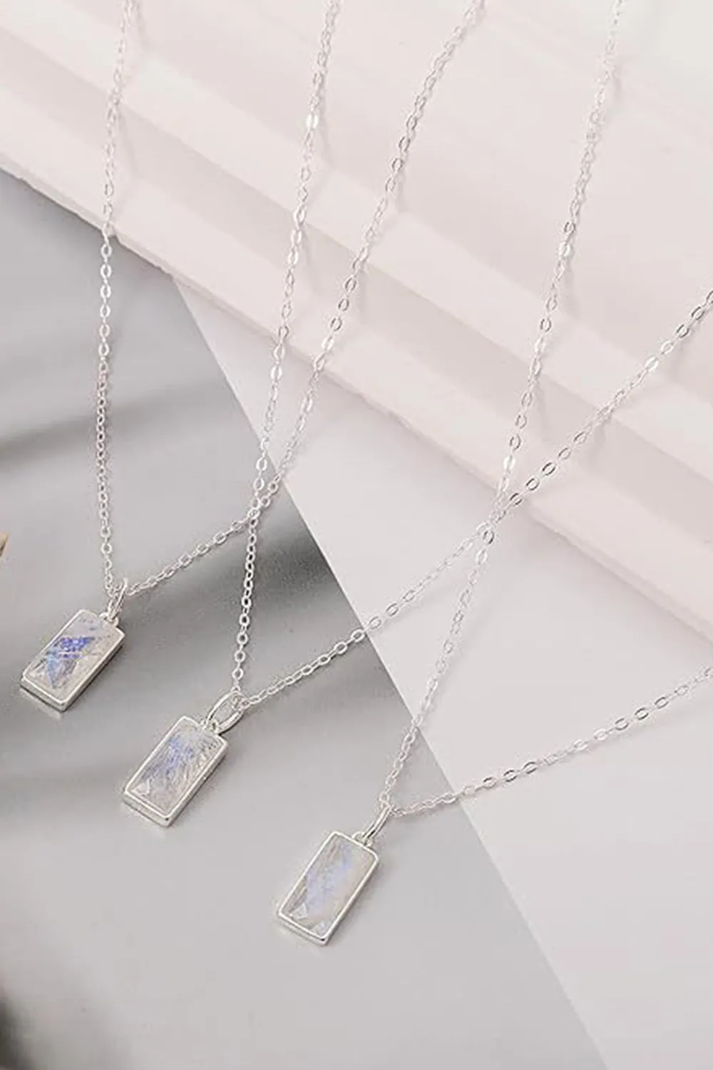Silver Square Zircon Necklace