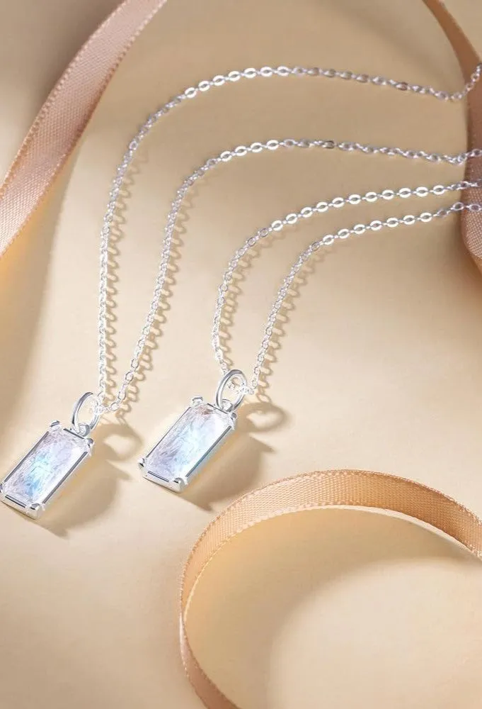 Silver Square Zircon Necklace