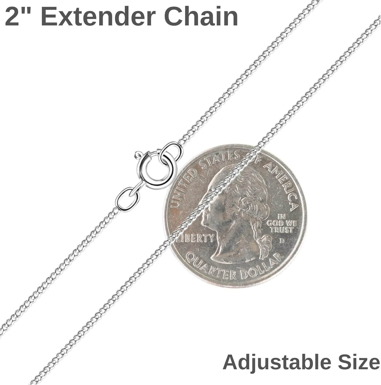 Silver Thin Curb Chain Necklace for Women , 1.1mm CurbChain , Secure Spring Clasp , Super Thin , Durable Chain , 14/16/18/20/22/24 Inch , 2 Inches Extender , Gift For Her , Women's Chain Necklace