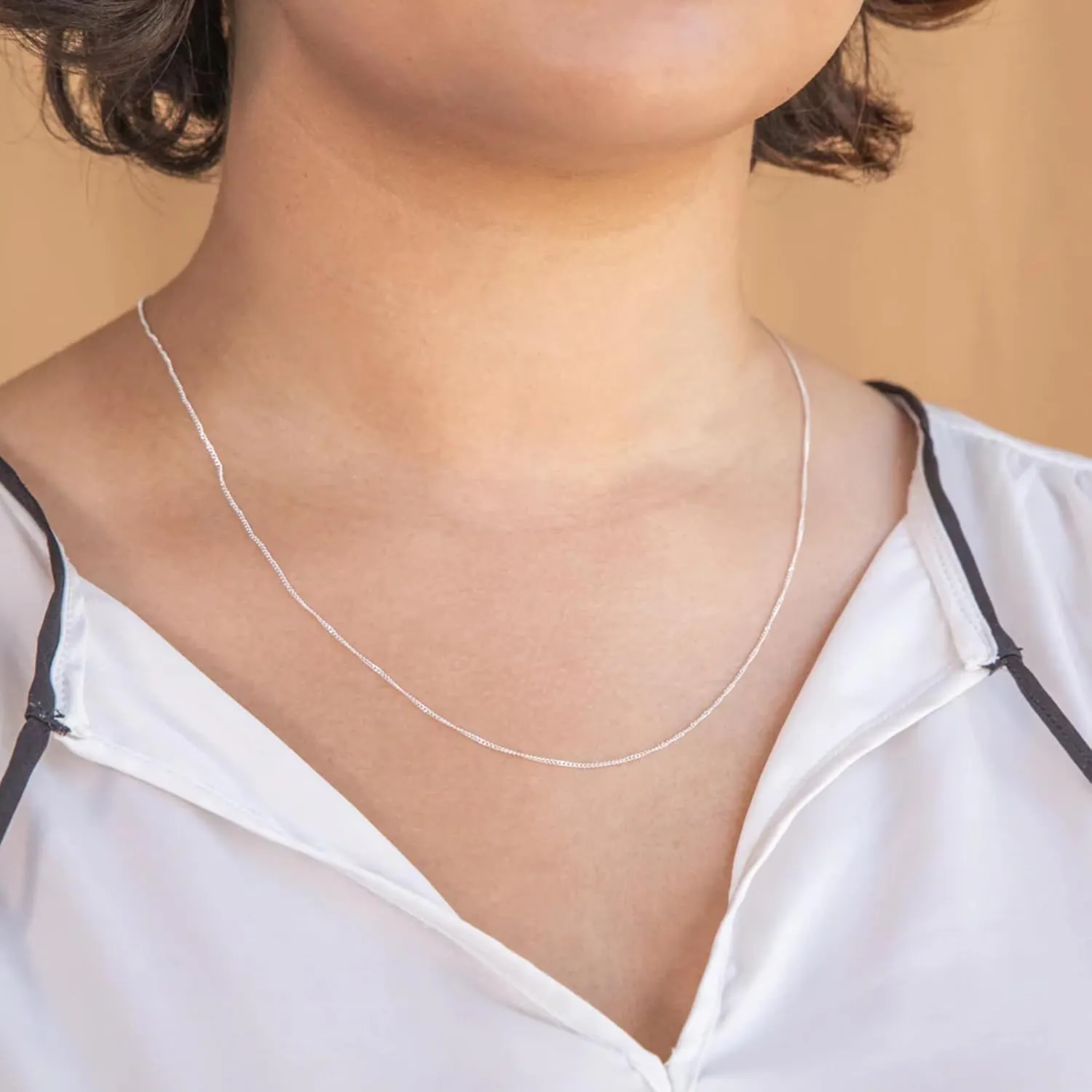 Silver Thin Curb Chain Necklace for Women , 1.1mm CurbChain , Secure Spring Clasp , Super Thin , Durable Chain , 14/16/18/20/22/24 Inch , 2 Inches Extender , Gift For Her , Women's Chain Necklace